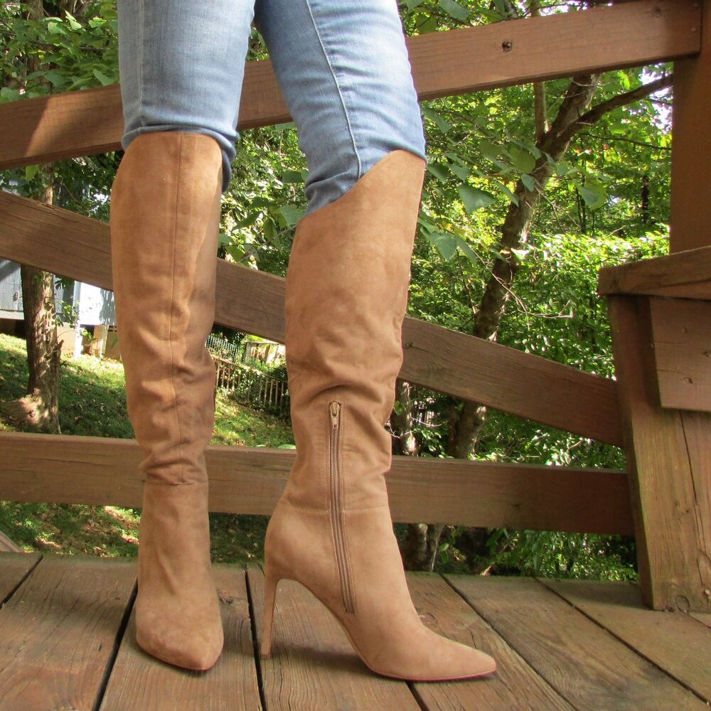 Nine West Teleena 2 Suede Pull-On Over-The-Knee Boots Tan